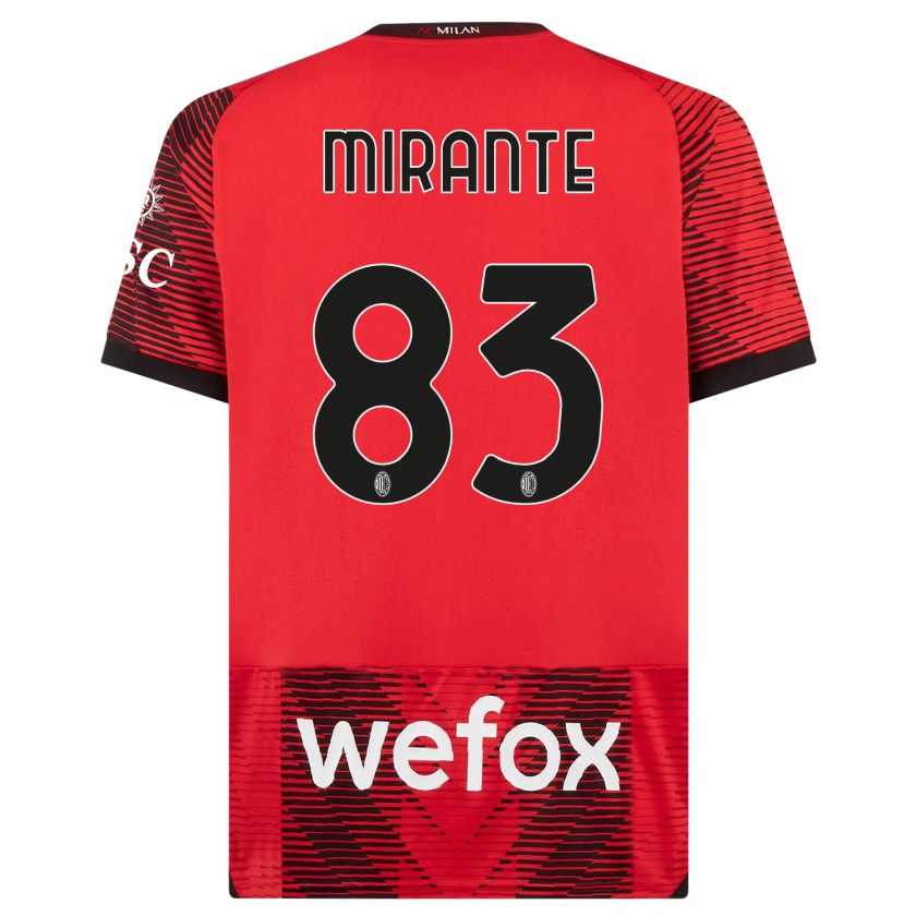 Kandiny Kinder Antonio Mirante #83 Rot Schwarz Heimtrikot Trikot 2023/24 T-Shirt
