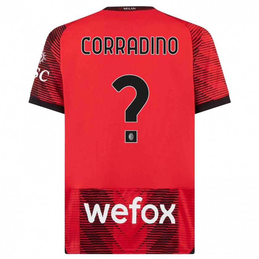 Kandiny Kinder Riccardo Corradino #0 Rot Schwarz Heimtrikot Trikot 2023/24 T-Shirt