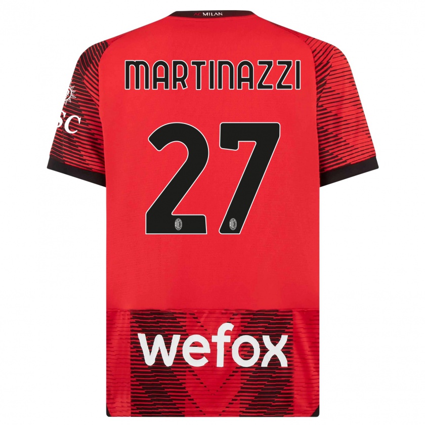 Kandiny Kinder Luca Martinazzi #27 Rot Schwarz Heimtrikot Trikot 2023/24 T-Shirt