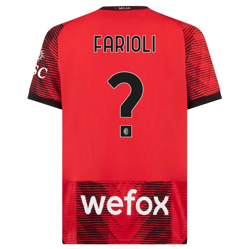 Kandiny Kinder Simone Farioli #0 Rot Schwarz Heimtrikot Trikot 2023/24 T-Shirt