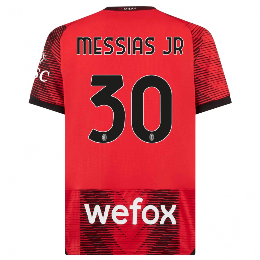 Kandiny Kinder Junior Messias #30 Rot Schwarz Heimtrikot Trikot 2023/24 T-Shirt