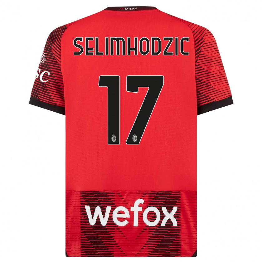 Kandiny Kinder Noa Selimhodzic #17 Rot Schwarz Heimtrikot Trikot 2023/24 T-Shirt