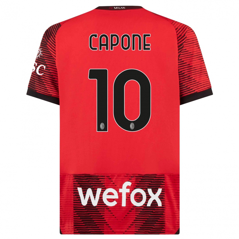 Kandiny Kinder Andrea Capone #10 Rot Schwarz Heimtrikot Trikot 2023/24 T-Shirt