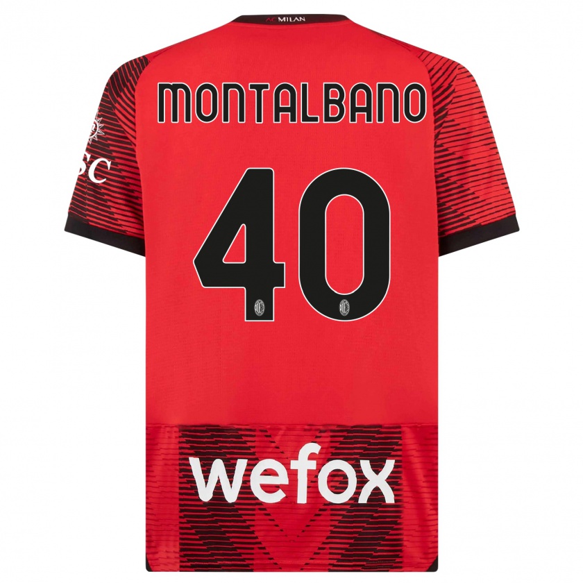 Kandiny Kinder Nicolo Montalbano #40 Rot Schwarz Heimtrikot Trikot 2023/24 T-Shirt
