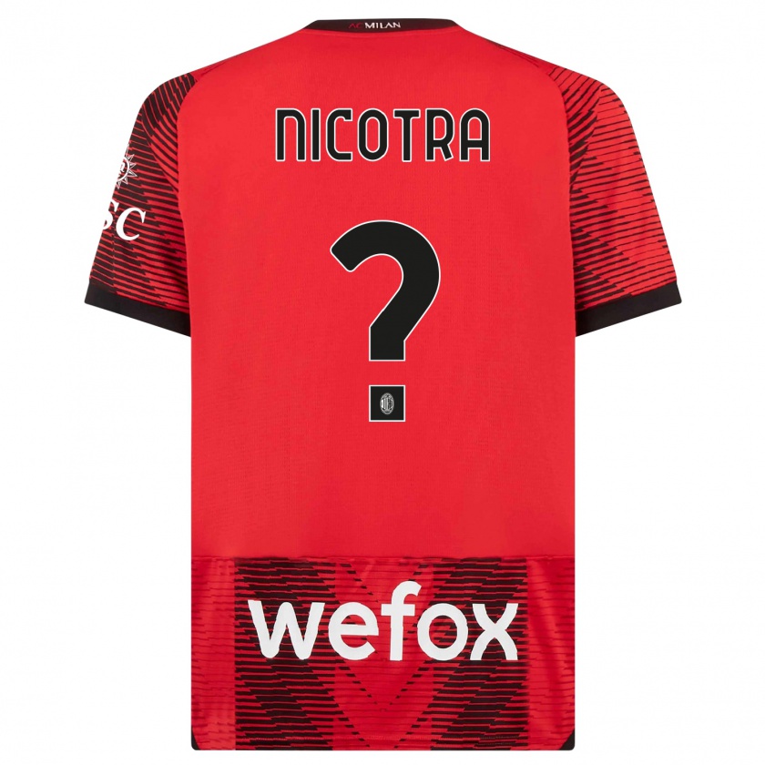 Kandiny Kinder Riccardo Nicotra #0 Rot Schwarz Heimtrikot Trikot 2023/24 T-Shirt