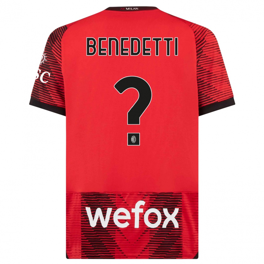 Kandiny Kinder Emanuele Benedetti #0 Rot Schwarz Heimtrikot Trikot 2023/24 T-Shirt