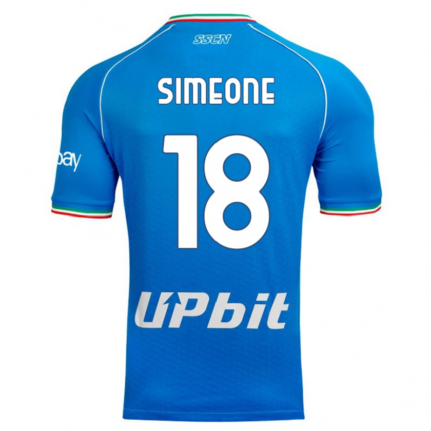Kandiny Kinder Giovanni Simeone #18 Himmelblau Heimtrikot Trikot 2023/24 T-Shirt