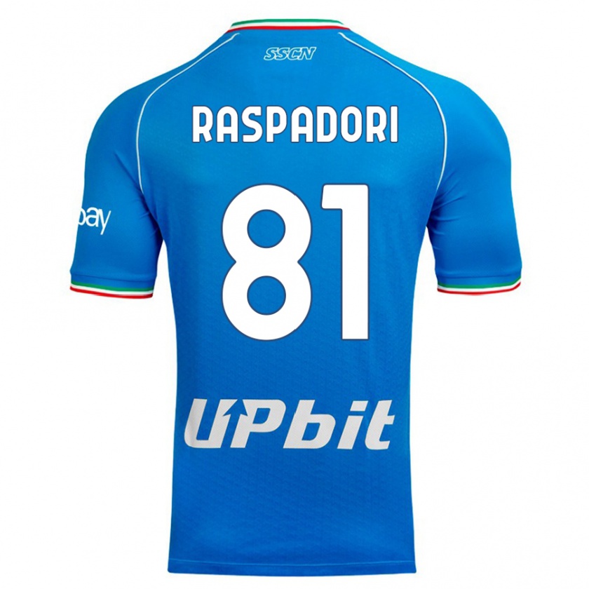 Kandiny Kinder Giacomo Raspadori #81 Himmelblau Heimtrikot Trikot 2023/24 T-Shirt