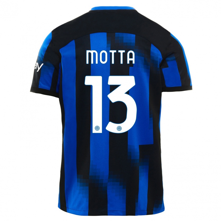 Kandiny Kinder Matteo Motta #13 Schwarz Blau Heimtrikot Trikot 2023/24 T-Shirt