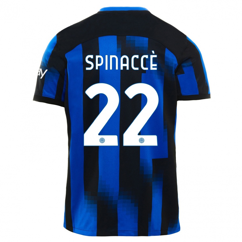 Kandiny Kinder Matteo Spinaccè #22 Schwarz Blau Heimtrikot Trikot 2023/24 T-Shirt