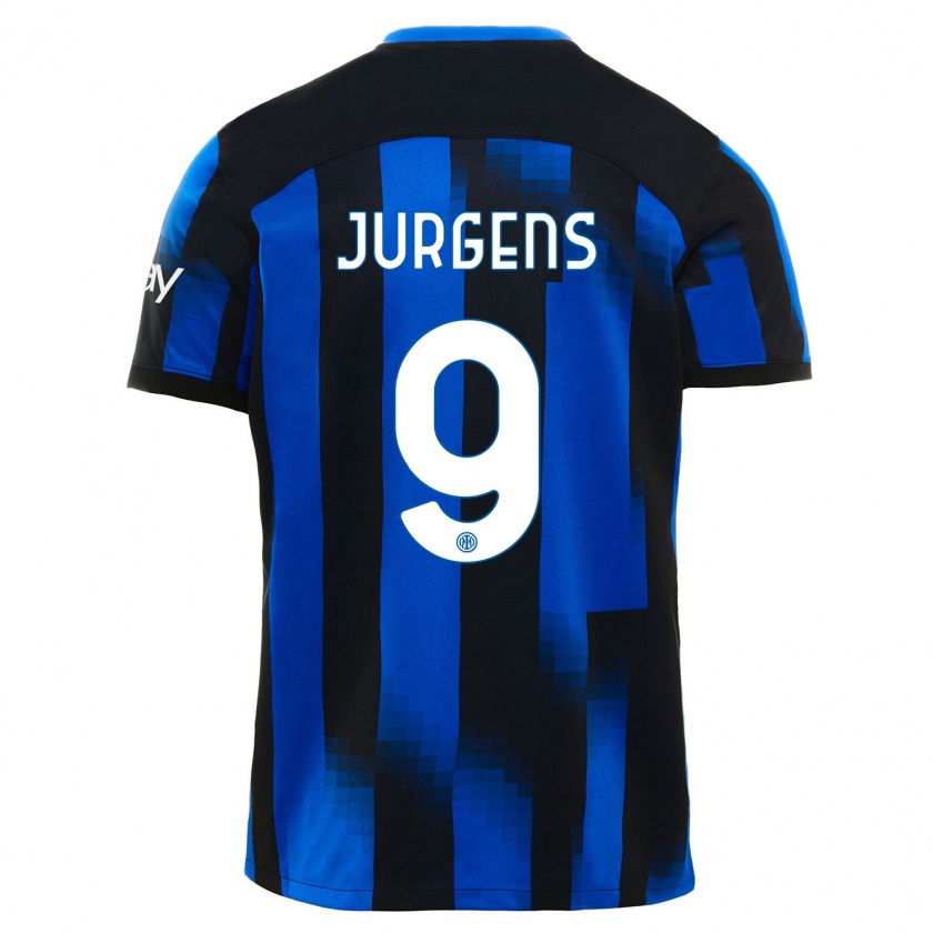 Kandiny Kinder Oliver Jurgens #9 Schwarz Blau Heimtrikot Trikot 2023/24 T-Shirt