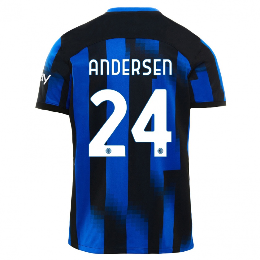 Kandiny Kinder Silas Andersen #24 Schwarz Blau Heimtrikot Trikot 2023/24 T-Shirt