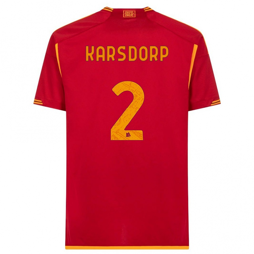 Kandiny Kinder Rick Karsdorp #2 Rot Heimtrikot Trikot 2023/24 T-Shirt