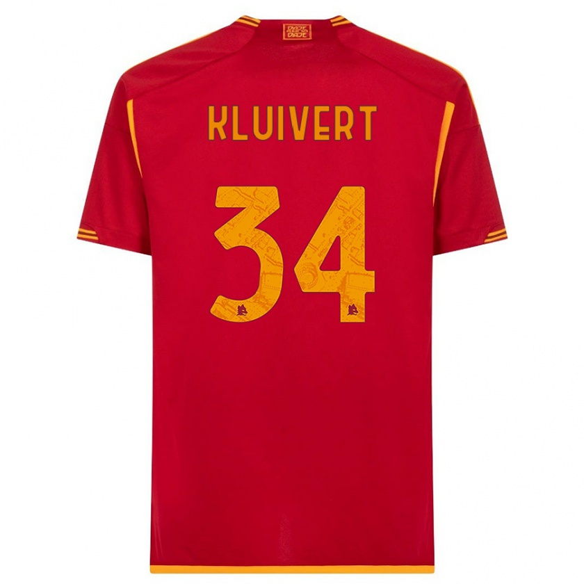Kandiny Kinder Justin Kluivert #34 Rot Heimtrikot Trikot 2023/24 T-Shirt
