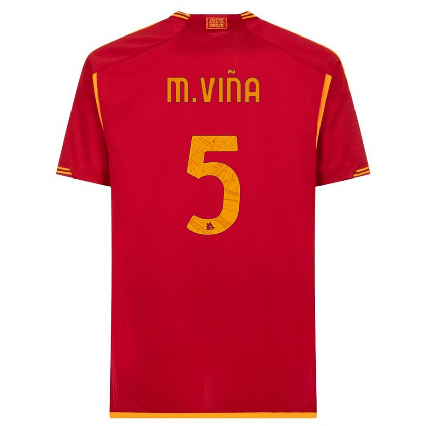 Kandiny Kinder Matias Vina #5 Rot Heimtrikot Trikot 2023/24 T-Shirt