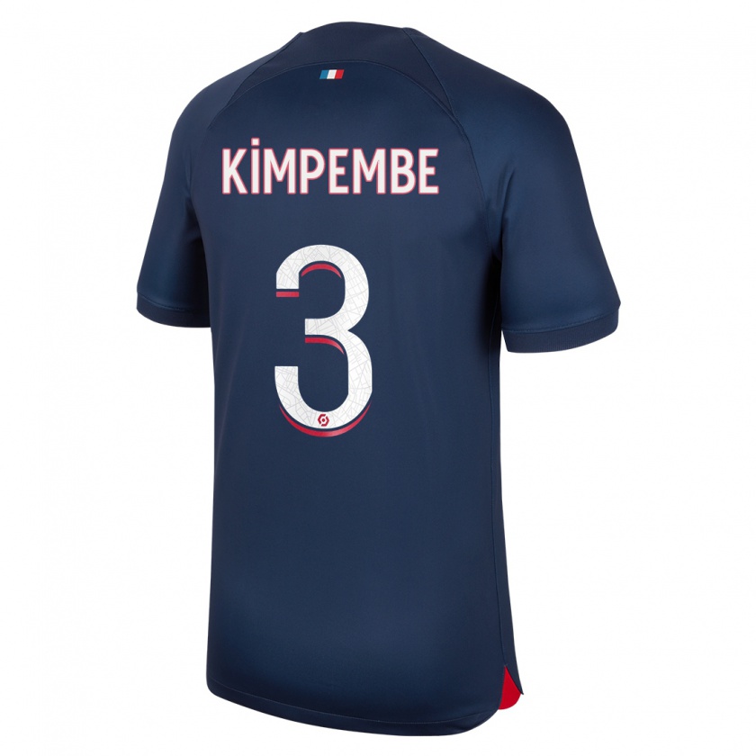 Kandiny Kinder Presnel Kimpembe #3 Blau Rot Heimtrikot Trikot 2023/24 T-Shirt