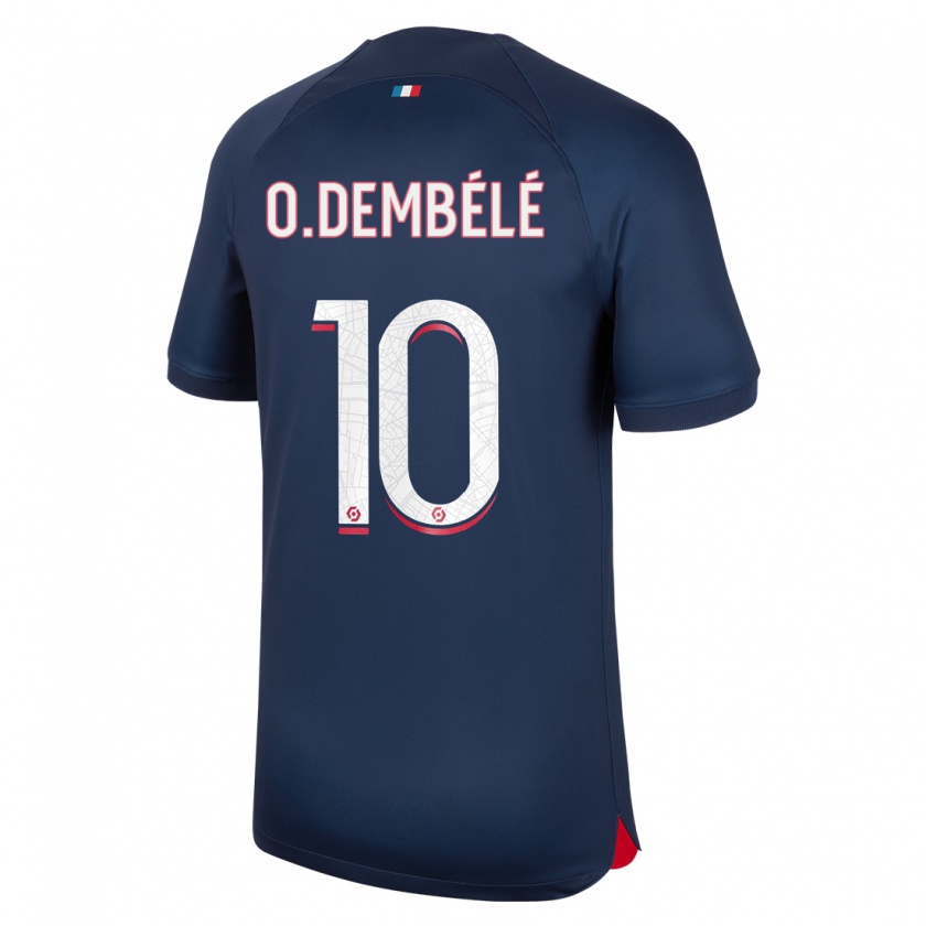 Kandiny Kinder Ousmane Dembélé #10 Blau Rot Heimtrikot Trikot 2023/24 T-Shirt