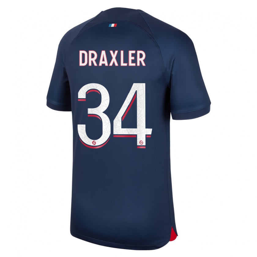 Kandiny Kinder Julian Draxler #34 Blau Rot Heimtrikot Trikot 2023/24 T-Shirt
