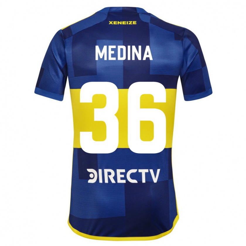 Kandiny Kinder Cristian Medina #36 Dunkelblau Gelb Heimtrikot Trikot 2023/24 T-Shirt