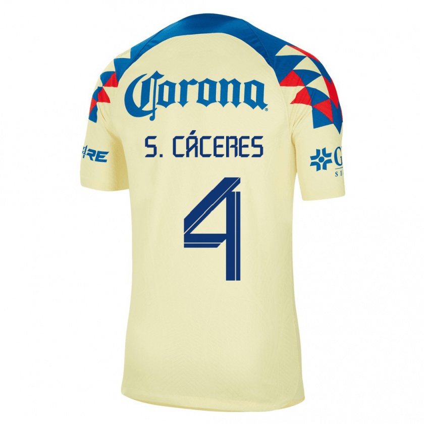 Kandiny Kinder Sebastián Cáceres #4 Gelb Heimtrikot Trikot 2023/24 T-Shirt