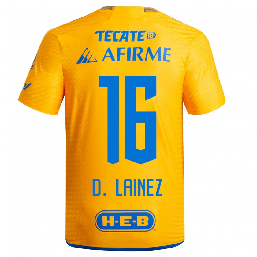 Kandiny Kinder Diego Lainez #16 Gelb Heimtrikot Trikot 2023/24 T-Shirt