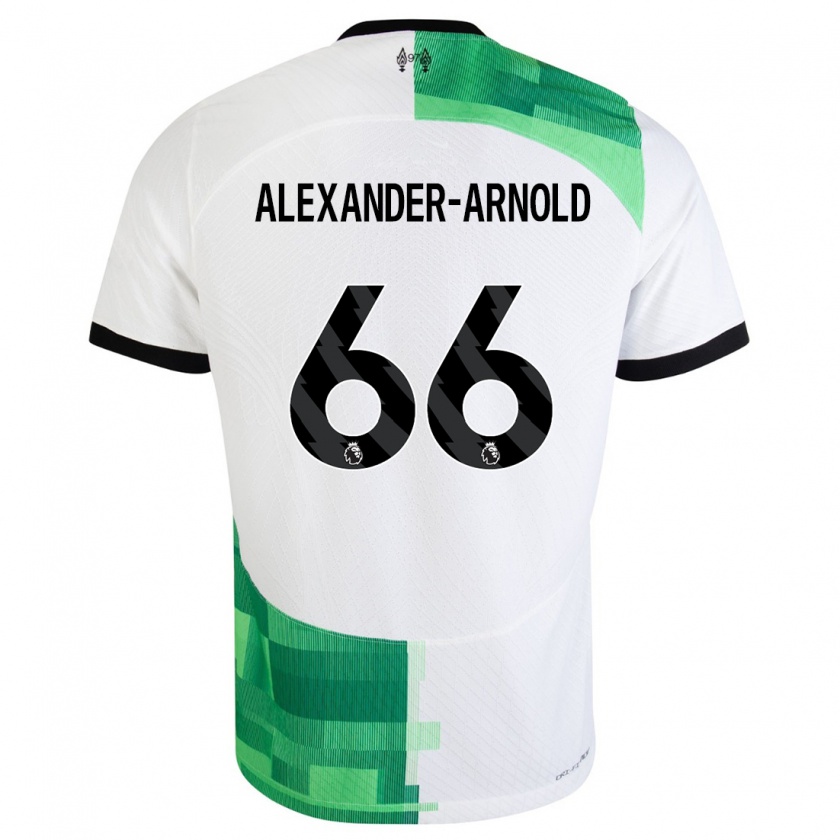 Kandiny Kinder Trent Alexander-Arnold #66 Weiß Grün Auswärtstrikot Trikot 2023/24 T-Shirt