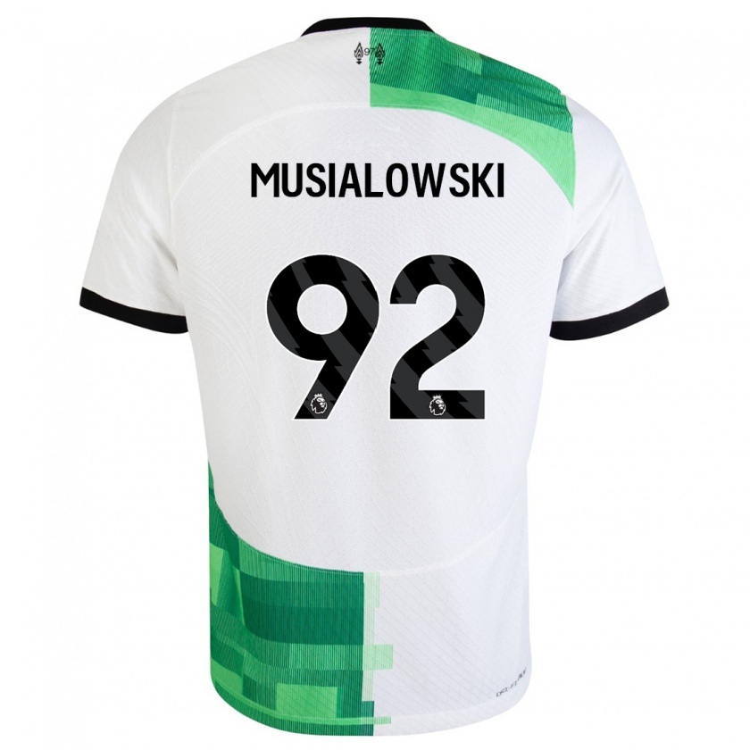 Kandiny Kinder Mateusz Musialowski #92 Weiß Grün Auswärtstrikot Trikot 2023/24 T-Shirt