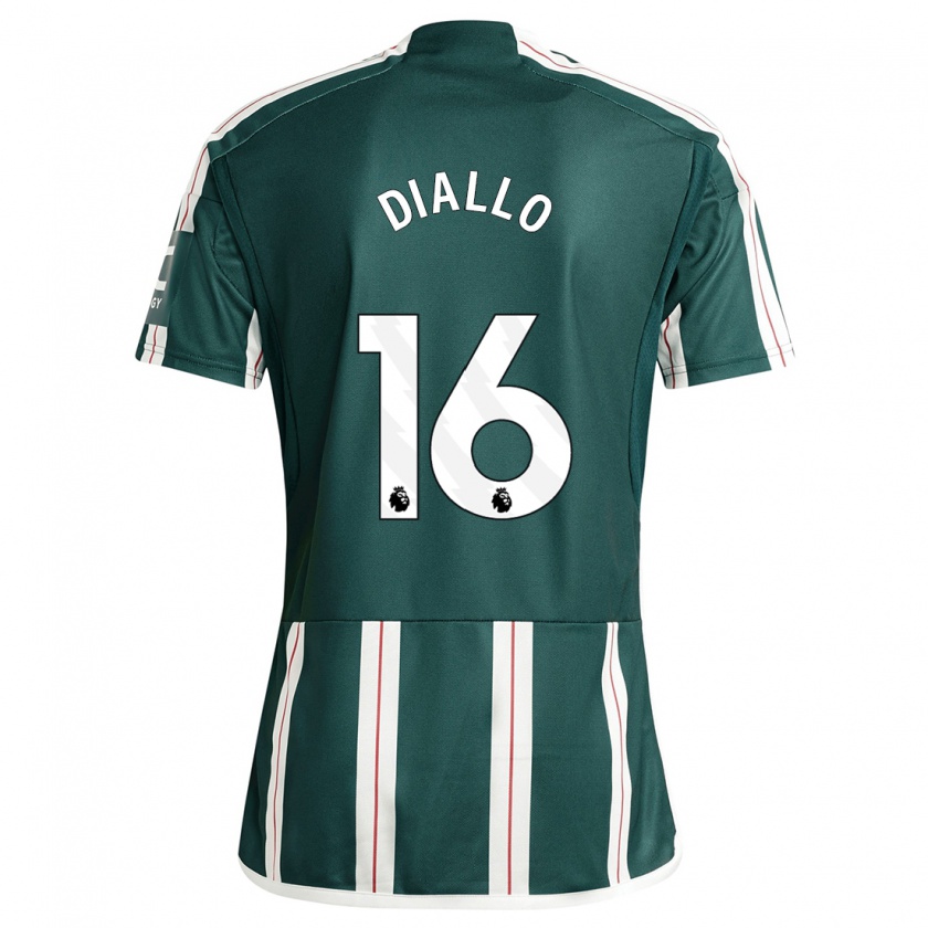 Kandiny Kinder Amad Diallo #16 Dunkelgrün Auswärtstrikot Trikot 2023/24 T-Shirt