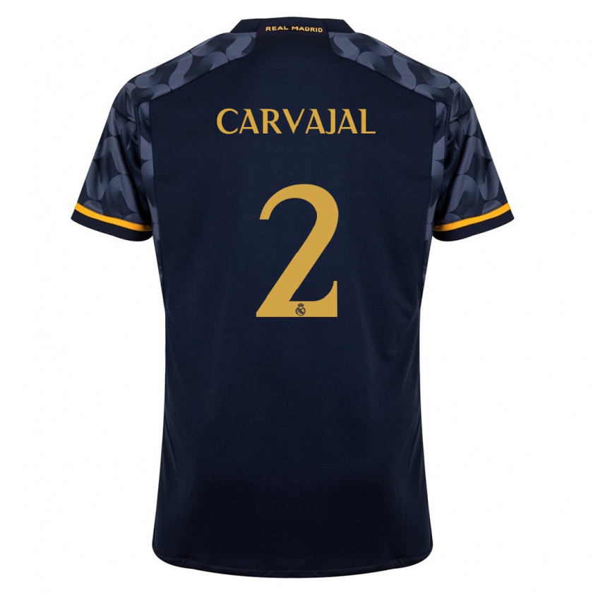 Kandiny Kinder Daniel Carvajal #2 Dunkelblau Auswärtstrikot Trikot 2023/24 T-Shirt