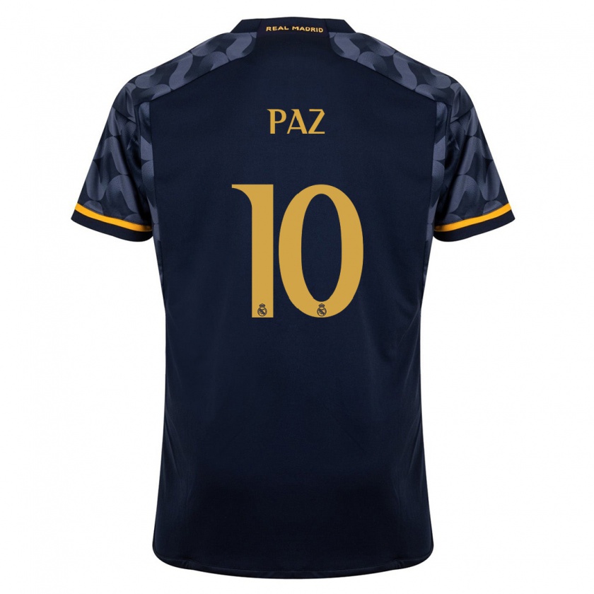 Kandiny Kinder Nico Paz #10 Dunkelblau Auswärtstrikot Trikot 2023/24 T-Shirt