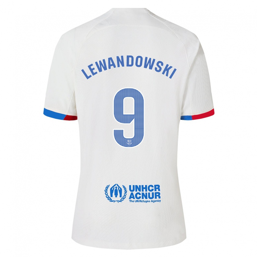 Kandiny Kinder Robert Lewandowski #9 Weiß Auswärtstrikot Trikot 2023/24 T-Shirt