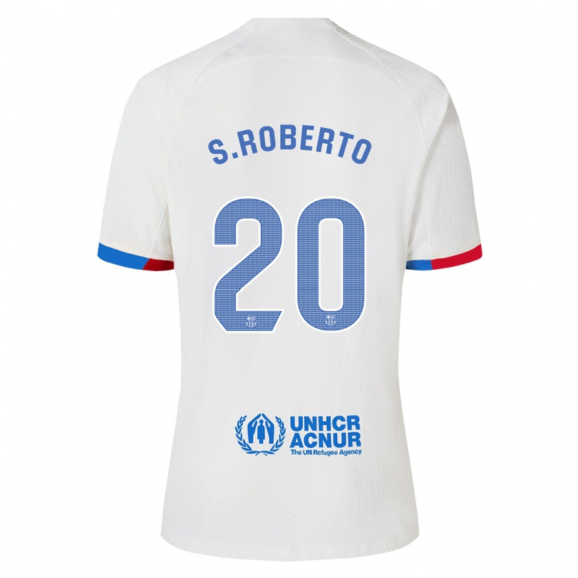 Kandiny Kinder Sergi Roberto #20 Weiß Auswärtstrikot Trikot 2023/24 T-Shirt