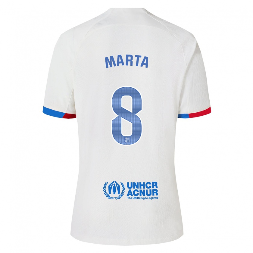 Kandiny Kinder Marta Torrejon #8 Weiß Auswärtstrikot Trikot 2023/24 T-Shirt