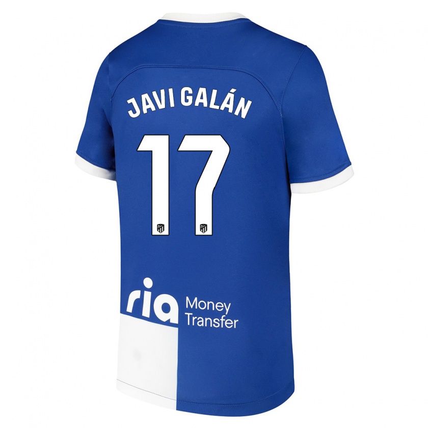 Kandiny Kinder Javi Galán #17 Blau Weiss Auswärtstrikot Trikot 2023/24 T-Shirt
