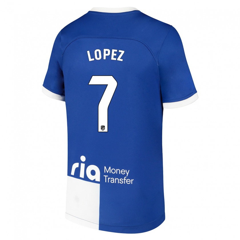 Kandiny Kinder Maitane Lopez #7 Blau Weiss Auswärtstrikot Trikot 2023/24 T-Shirt