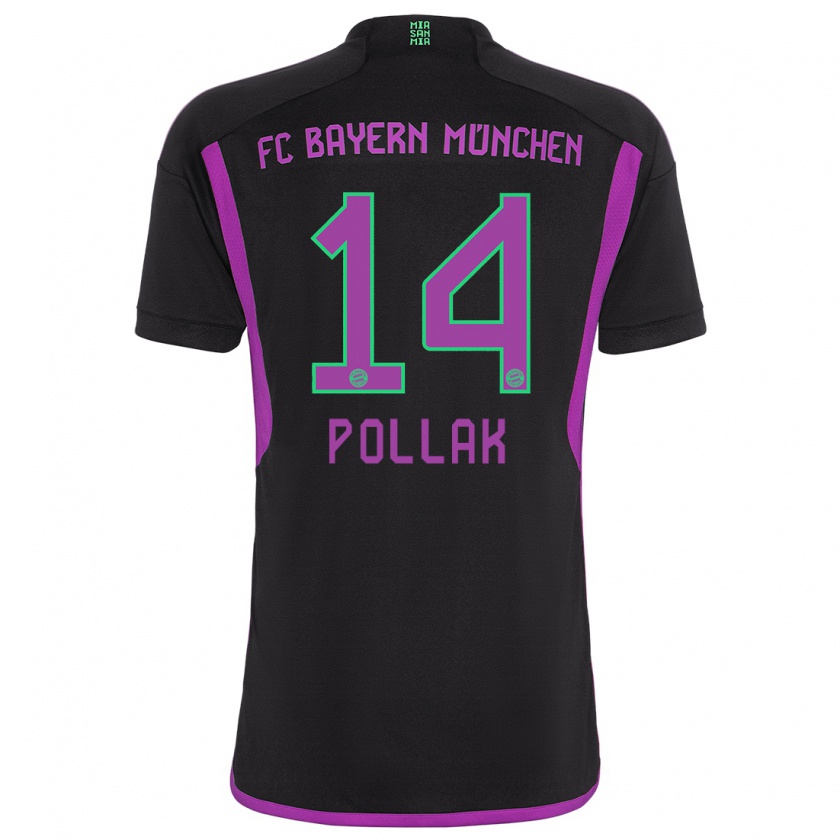Kandiny Kinder Florian Pollak #14 Schwarz Auswärtstrikot Trikot 2023/24 T-Shirt