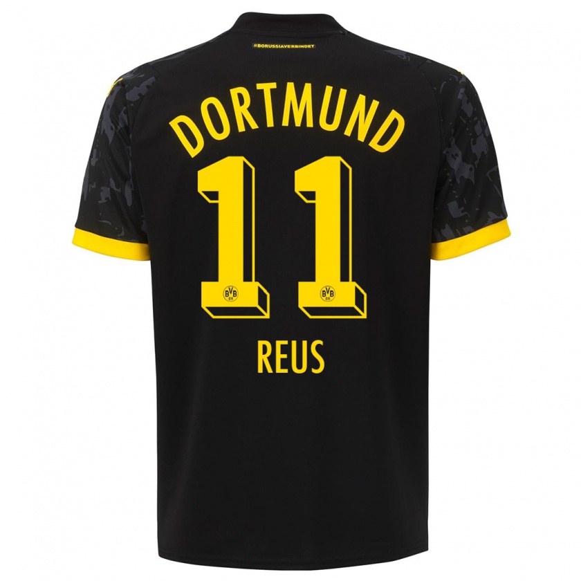 Kandiny Kinder Marco Reus #11 Schwarz Auswärtstrikot Trikot 2023/24 T-Shirt