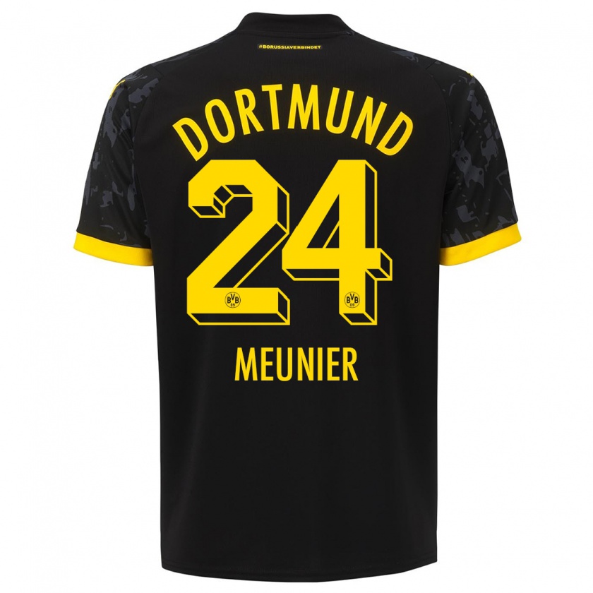 Kandiny Kinder Thomas Meunier #24 Schwarz Auswärtstrikot Trikot 2023/24 T-Shirt