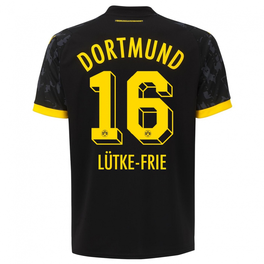 Kandiny Kinder Dennis Lütke-Frie #16 Schwarz Auswärtstrikot Trikot 2023/24 T-Shirt