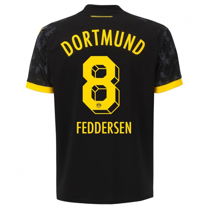 Kandiny Kinder Jonas Feddersen #8 Schwarz Auswärtstrikot Trikot 2023/24 T-Shirt