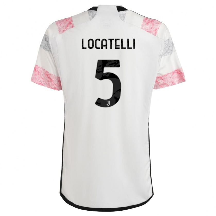 Kandiny Kinder Manuel Locatelli #5 Weiß Rosa Auswärtstrikot Trikot 2023/24 T-Shirt