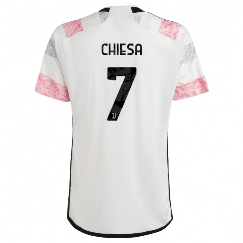 Kandiny Kinder Federico Chiesa #7 Weiß Rosa Auswärtstrikot Trikot 2023/24 T-Shirt