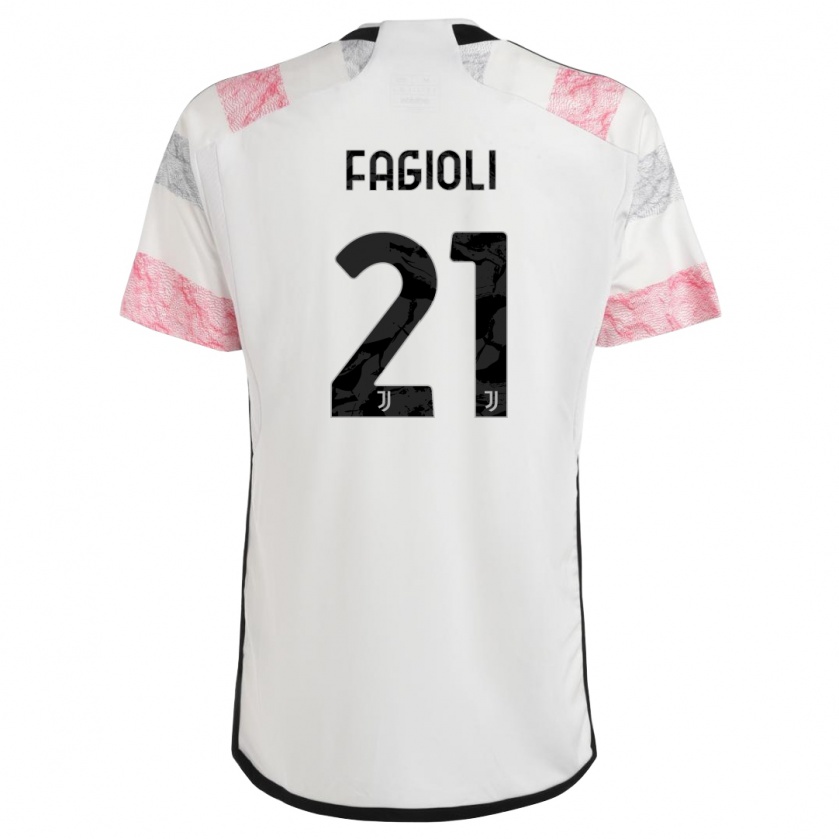 Kandiny Kinder Nicolò Fagioli #21 Weiß Rosa Auswärtstrikot Trikot 2023/24 T-Shirt