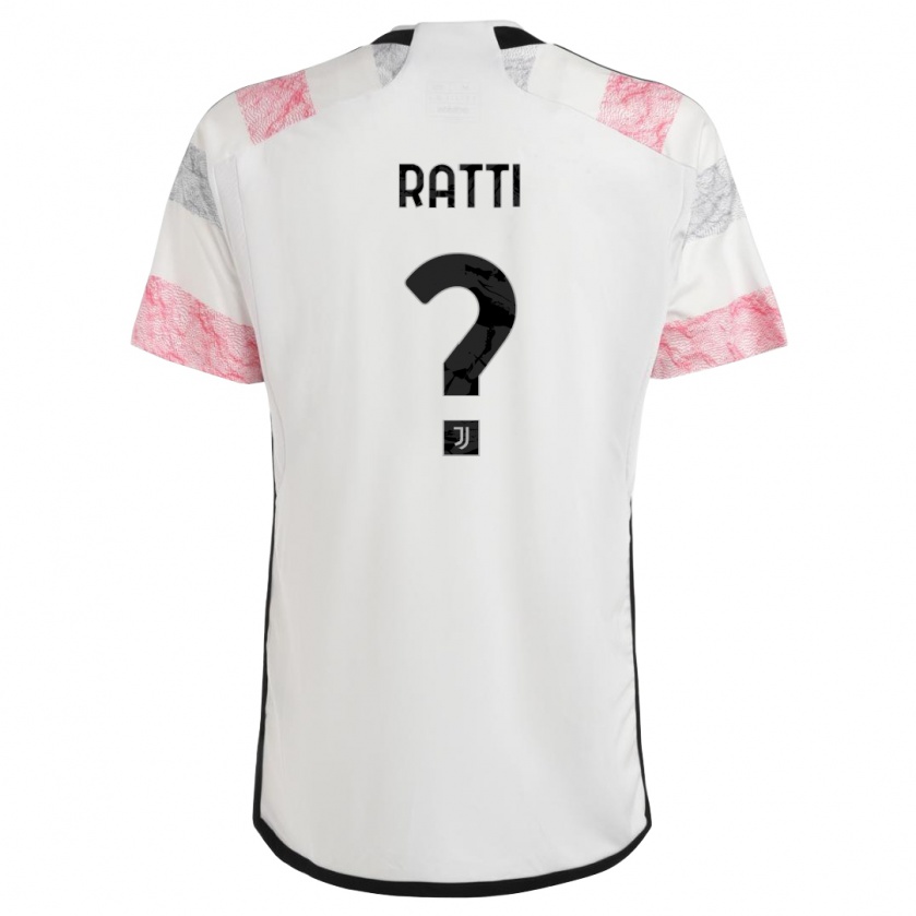 Kandiny Kinder Leonardo Ratti #0 Weiß Rosa Auswärtstrikot Trikot 2023/24 T-Shirt