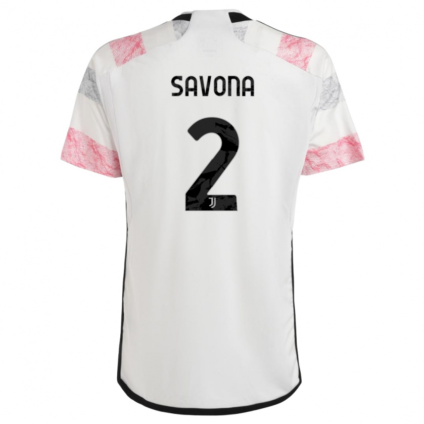 Kandiny Kinder Nicolò Savona #2 Weiß Rosa Auswärtstrikot Trikot 2023/24 T-Shirt