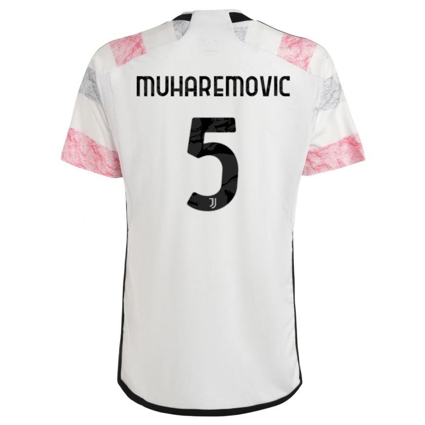 Kandiny Kinder Tarik Muharemovic #5 Weiß Rosa Auswärtstrikot Trikot 2023/24 T-Shirt