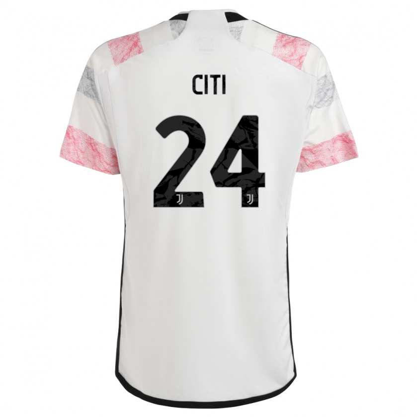 Kandiny Kinder Alessandro Citi #24 Weiß Rosa Auswärtstrikot Trikot 2023/24 T-Shirt