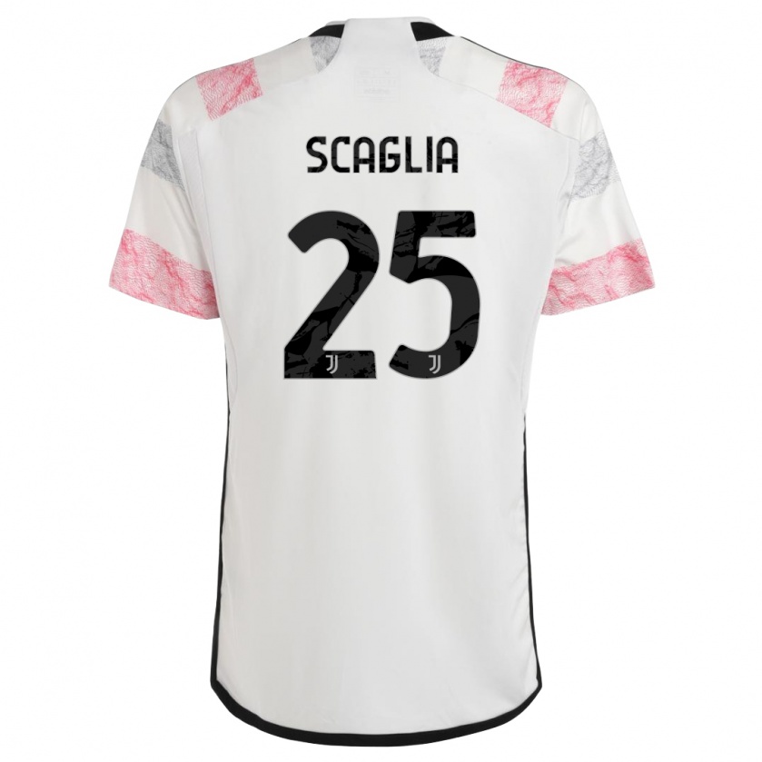 Kandiny Kinder Simone Scaglia #25 Weiß Rosa Auswärtstrikot Trikot 2023/24 T-Shirt