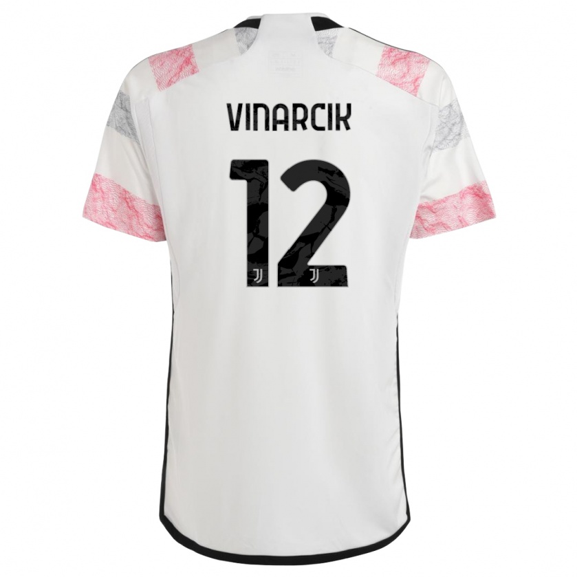 Kandiny Kinder Jakub Vinarcik #12 Weiß Rosa Auswärtstrikot Trikot 2023/24 T-Shirt
