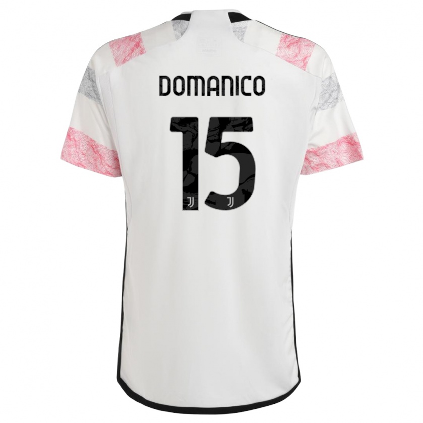 Kandiny Kinder Saverio Domanico #15 Weiß Rosa Auswärtstrikot Trikot 2023/24 T-Shirt